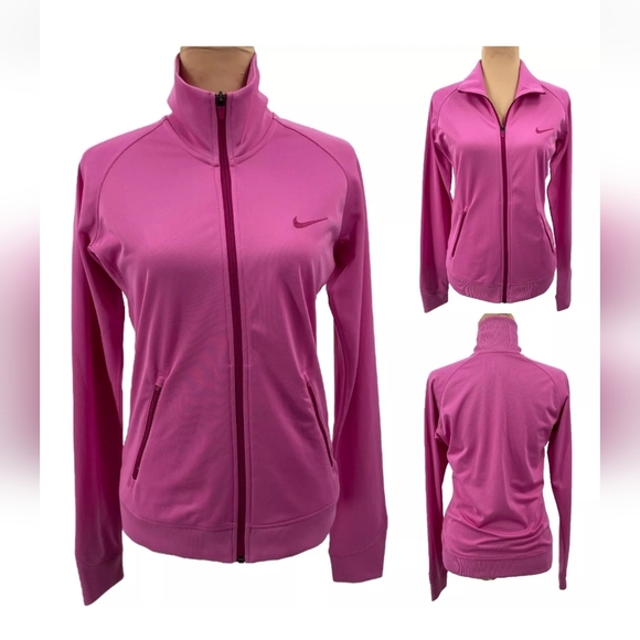 Nike Jackets & Blazers - Nike Dri-Fit Full Zip Activewear Jacket Mock Neck Pocket Pink Purple - size XL
